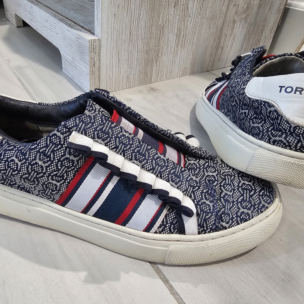 Tory Sport Womens Blue and Red Patterned Sneakers Size 7
